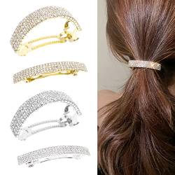 4 Stück Kristall-Strass-Haarspangen und Haarspangen, goldene Diamanten-Haarspangen für Frauen, Pferdeschwanz-Clips, Strass-Haarschmuck (Silber, Gold) von Nideen