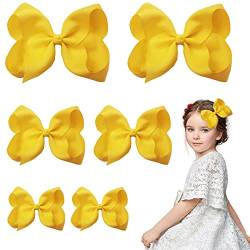 6 Stück Haarschleifen-Clips, 3 Größen, gelbe Haarschleife für Mädchen, weiße Schleifen für Haar, Schule, Haarzubehör (15,2 cm, 10,2 cm, 7,6 cm) von Nideen