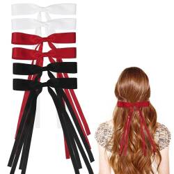 6 Stück Haarschleifen für Frauen, Schleifen-Haarspangen mit langem Schwanz, Haarspange, Haarbänder für Mädchen und Frauen von Nideen