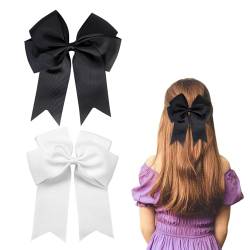 Haarspangen mit Schleife, 15,2 cm, große Haarschleife, Haarspange für Damen und Mädchen, schwarze Haarschleifen (schwarz, weiß), 2 Stück von Nideen
