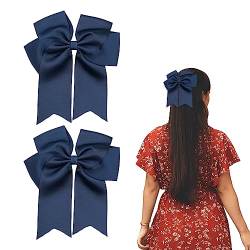 Haarspangen mit Schleife, 15,2 cm, große Haarschleife, Haarspangen für Damen und Mädchen, dunkelblaue Haarschleifen, 2 Stück von Nideen