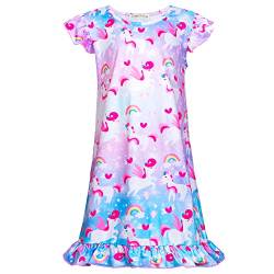 Nidoul Mädchen Nachthemden Einhorn Nachthemd Prinzessin Nachtwäsche Kinder Schlafanzug für 4-9 Jahre (Sterne Einhorn#1, 6-7 Jahre) von Nidoul