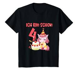 Kinder Ich bin schon 4 Jahre Geburtstagsshirt Mädchen Süßes Einhorn T-Shirt von Niedliche Einhorn Geburtstags Designs