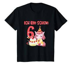 Kinder Ich bin schon 6 Jahre Geburtstagsshirt Mädchen Süßes Einhorn T-Shirt von Niedliche Einhorn Geburtstags Designs