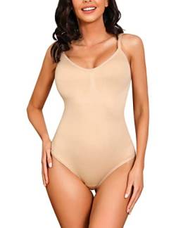 Nieery Body Damen Shapewear Shaper Bodysuit String Tangas Typ Shape up String-Body Figurfromende Body Bauchweg Effekt Häkchen im Schritt Miederbody nahtlos taillenformer Träger verstellbar Bodyformer von Nieery