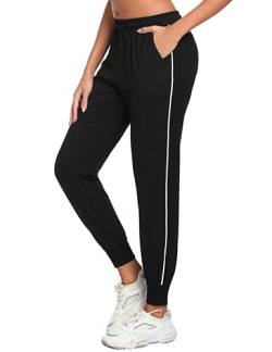 Nieery Jogginghose Damen lang Sporthose Baumwolle Trainingsanzug Damen Sport Hosen mit Gummizug Sportbekleidung Fitness Sporthosen mit Bündchen Freizeithose mit Streifen Bewegungsfreiheit Komfort von Nieery