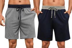 Nieery Schlafhose Herren Baumwolle kurz Schlafshorts Schlafanzughosen für Herren Haushose Nachtwäsche bequeme Männerhose Loungewear Pyjama hose mit Taschen Männer Pyjamahose von Nieery