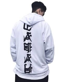 Niepce Inc Japanische Streetwear Kanji Graphic Herren Hoodies mit Design, Weiß 1, Medium von Niepce Inc