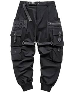 Niepce Inc Japanische Streetwear-Techwear-Cargohose für Herren, Black4, Mittel von Niepce Inc