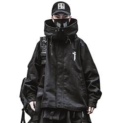 Niepce Inc Japanische Streetwear Windjacke mit Reißverschluss für Herren, Black4, M von Niepce Inc