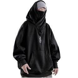 Niepce Inc Streetwear Herren Oversized Heavyweight Hoodie mit Neck Gaiter, Schwarz, Medium von Niepce Inc