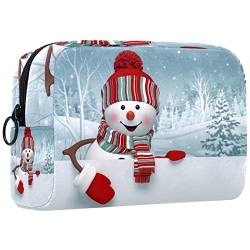 Kosmetiktasche für Frauen,kleine Make-up-Tasche für Geldbörse,Cartoon-Wald-Winter-Schneemann,Reisekosmetiktasche,Make-up-Tasche von NigelMu