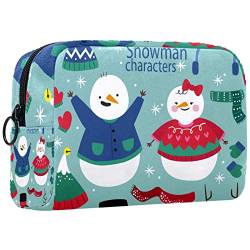 Kosmetiktasche für Frauen,kleine Make-up-Tasche für Geldbörse,Cartoon-Winter-Schneemann-Paar,Reisekosmetiktasche,Make-up-Tasche von NigelMu