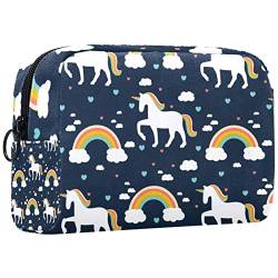 Kosmetiktasche für Frauen,kleine Make-up-Tasche für Geldbörse,Regenbogen und Einhorn,Reisekosmetiktasche,Make-up-Tasche von NigelMu