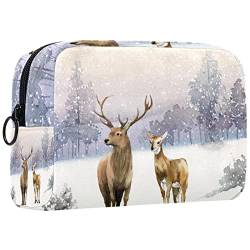 Kosmetiktasche für Frauen,kleine Make-up-Tasche für Geldbörse,Schneehirsch Winter,Reisekosmetiktasche,Make-up-Tasche von NigelMu