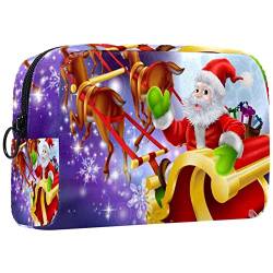 Kosmetiktasche für Frauen,kleine Make-up-Tasche für Geldbörse,Weihnachten Santa Winter Hirsch Mond,Reisekosmetiktasche,Make-up-Tasche von NigelMu