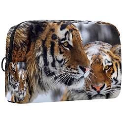 Kosmetiktasche für Frauen,kleine Make-up-Tasche für Geldbörse,Winter und Tiger,Reisekosmetiktasche,Make-up-Tasche von NigelMu