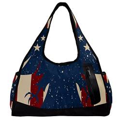 Sporttasche,Umhängetasche,große Geldbörsen,Sporttaschen,Amerikanische Flagge und Adler,Reise-Duffel-Handtaschen für Frauen von NigelMu