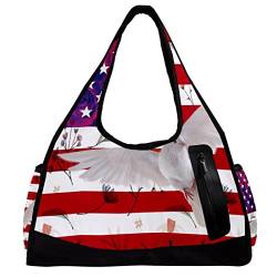 Sporttasche,Umhängetasche,große Geldbörsen,Sporttaschen,Amerikanische Flagge und Vogel,Reise-Duffel-Handtaschen für Frauen von NigelMu