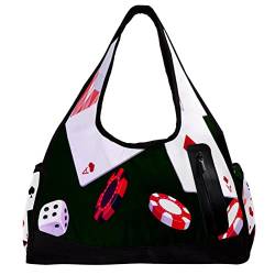 Sporttasche,Umhängetasche,große Geldbörsen,Sporttaschen,Bunte Pokerwürfel grün,Reise-Duffel-Handtaschen für Frauen von NigelMu