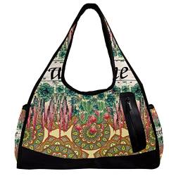 Sporttasche,Umhängetasche,große Geldbörsen,Sporttaschen,Mandala-Blume Willkommen,Reise-Duffel-Handtaschen für Frauen von NigelMu