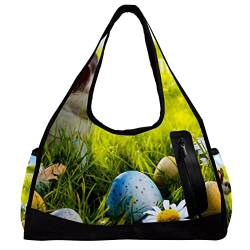 Sporttasche,Umhängetasche,große Geldbörsen,Sporttaschen,Ostern-Kaninchen-Frühlings-Schmetterling,Reise-Duffel-Handtaschen für Frauen von NigelMu