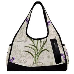 Sporttasche,Umhängetasche,große Geldbörsen,Sporttaschen,Retro Blumenpflanze Lavendel,Reise-Duffel-Handtaschen für Frauen von NigelMu