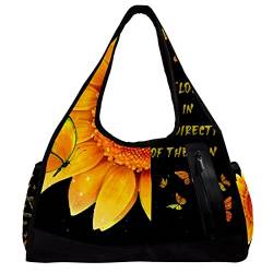 Sporttasche,Umhängetasche,große Geldbörsen,Sporttaschen,Schmetterlings-Sonnenblumen-Motto,Reise-Duffel-Handtaschen für Frauen von NigelMu