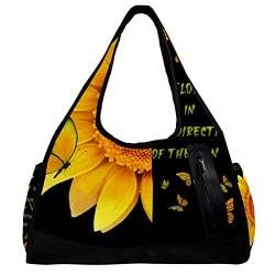 Sporttasche,Umhängetasche,große Geldbörsen,Sporttaschen,Schmetterlings- und Sonnenblumen-Motto,Reise-Duffel-Handtaschen für Frauen von NigelMu