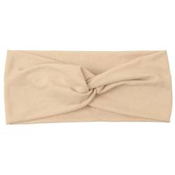 Elastische Retro-Stirnbänder für Damen, Baumwolle, Stretch, Turban, Haarschmuck, Kopfbedeckung, breite Kopfbedeckung, Beige von Niiyyjj