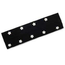 Niiyyjj Blumen-Nieten-Stirnbänder für Damen, Baumwolle, flach, Sport, elastisch, für Mädchen, Schwarz von Niiyyjj