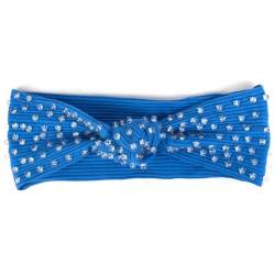 Niiyyjj Damen Sommer Solide Strass gerippte Stirnbänder Weich Stretch Kopf Wrap Turban Haarbänder Transparent Blau von Niiyyjj