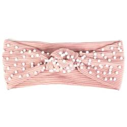 Niiyyjj Damen Sommer Solide Strass gerippte Stirnbänder weich Stretch Kopf Wrap Turban Haarbänder Weiß Rosa von Niiyyjj