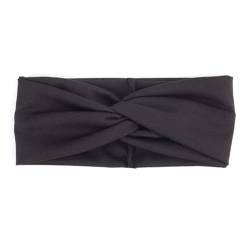 Niiyyjj Einfarbige Turban-Stirnbänder für Damen, elastische Haarbänder, gedrehtes Stirnband, Yoga, Headwrap Spa, Schwarz von Niiyyjj