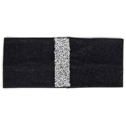 Niiyyjj Elastisches Haarband aus Baumwolle für Damen, einfarbig, modisch, Strass, Haarbänder, Turban, Silber/Schwarz von Niiyyjj