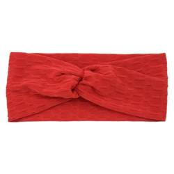 Niiyyjj Gestricktes Haarband für Damen, mit Knoten, einfarbig, breit, modisch, dehnbar, Kopfbedeckung, Sport, Yoga, Kopfbedeckung, Rot von Niiyyjj