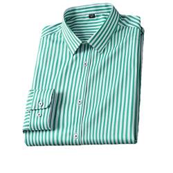 Niiyyjj Herren Casual Gestreiftes Kleid Hemden Mann Ohne Tasche Langarm Knopf Leicht Stretch Hemden, 2623-2, XXL von Niiyyjj