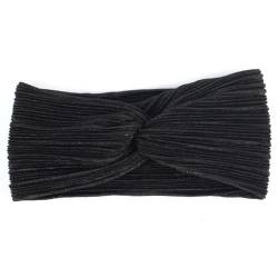 Niiyyjj Magisches, elastisches Haarband für Damen, Sommer, plissiert, metallische Farbe, dehnbar, Schwarz, 1 von Niiyyjj