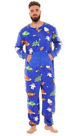 Nikaro Herren Weltraum Galaxie Onesie Jumpsuit Overall mit Kapuze Pyjama, blau, L/XL von Nikaro