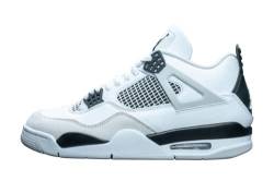 Air Jordan 4 Retro - 308497 106, Weiß/Schwarz-Neutralgrau, 44.5 EU von Nike