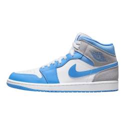 Jordan 1 Mid DX9276-100 Herren-Sneaker, Weiß und Blau (University Blue), Größe 40, Weiß/Uni Blau, 40 EU von Nike