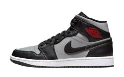 Jordan Herren Air 1 Mid 554724 096 Shadow Red, Größe 46, Schwarz/Gym Red Particle Grey, 45.5 EU von Nike