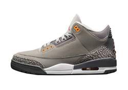 Jordan Herren Air Jordan 3 Retro Leder Synthetik Sneaker, Silber/Hellgraphit-Orange P, 42 EU von Nike