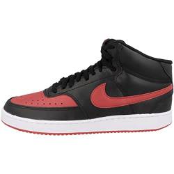 NIKE Herren Court Vision Mid Sneaker, Rot-weiß schwarz/Universität, 45 EU von Nike