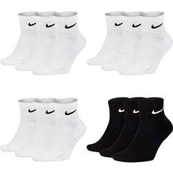 Nike 12 Paar Herren Damen Kurze Socke Knöchelhoch Weiß Schwarz Sparset SX7667 Sportsocken Größe 34 36 38 40 42 44 46 48 50, Größe:38-42, Sockenfarbe:9 Paar weiss 3 Paar schwarz von Nike