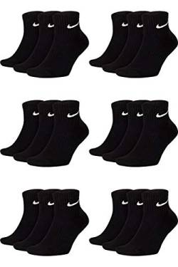 Nike 18 Paar Herren Damen Kurze Socke Knöchelhoch Weiß Schwarz Sparset SX7667 Sportsocken Größe 34 36 38 40 42 44 46 48 50, Größe:42-46, Sockenfarbe:18 Paar schwarz von Nike