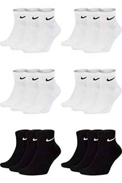 Nike 18 Paar Herren Damen Kurze Socke Knöchelhoch Weiß Schwarz Sparset SX7667 Sportsocken Größe 34 36 38 40 42 44 46 48 50, Größe:46-50, Sockenfarbe:6 Paar schwarz 12 Paar weiss von Nike