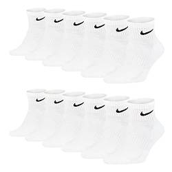 Nike 6-18 Paar Socken Damen Herren Weiß Schwarz Kurz Sportsocken Größe 34 36 38 40 42 44 46 48 50 Sparset SX7677, Größe:34-38, Sockenfarbe:6 Paar weiss von Nike