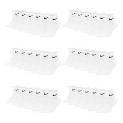 Nike 6-18 Paar Socken Damen Herren Weiß Schwarz Kurz Sportsocken Größe 34 36 38 40 42 44 46 48 50 Sparset SX7677, Größe:42-46, Sockenfarbe:18 Paar weiss von Nike