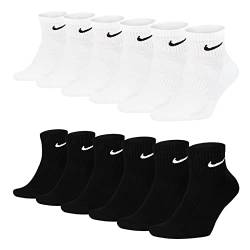 Nike 6 Paar Herren Damen Kurze Socke Knöchelhoch Weiß Schwarz Sparset SX7667 Everyday Cotton Cushioned Ankle Sportsocken Größe 34 36 38 40 42 44 46 48 50, Farbe:weiß schwarz, Sockengröße:42-46 von Nike